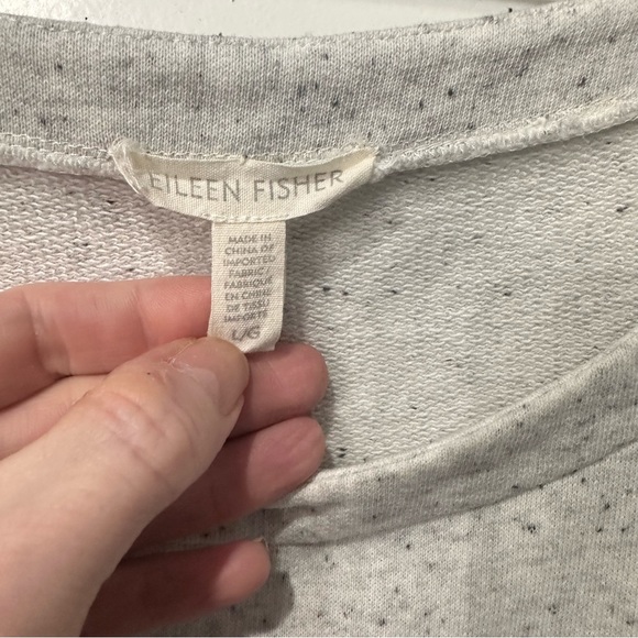 Eileen Fisher Organic Cotton 3/4 Sleeve Shift Dress Size Large White Gray - Picture 6 of 13